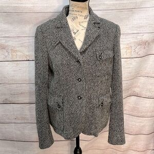 Comptoir des Cotonniers Jacket Wool Blend Tweed Size 44 XL Presley Laine Brown